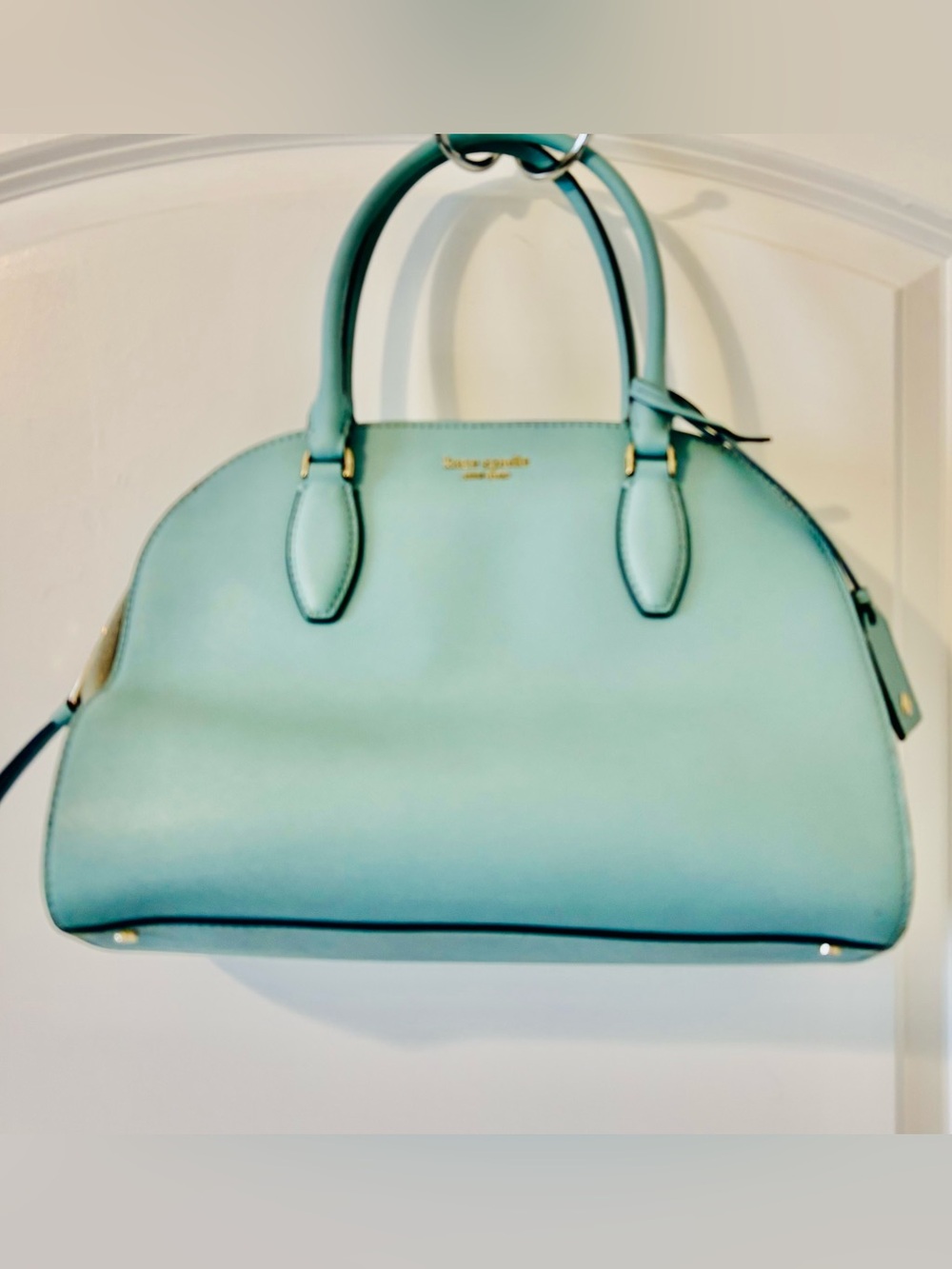 Kate Spade Women's Light Blue Saffiano Leather Dome Satchel Handbag